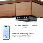 Bureau assis-debout 55 Slate Stone, bureau de direction avec 2 tiroirs et support pour écran