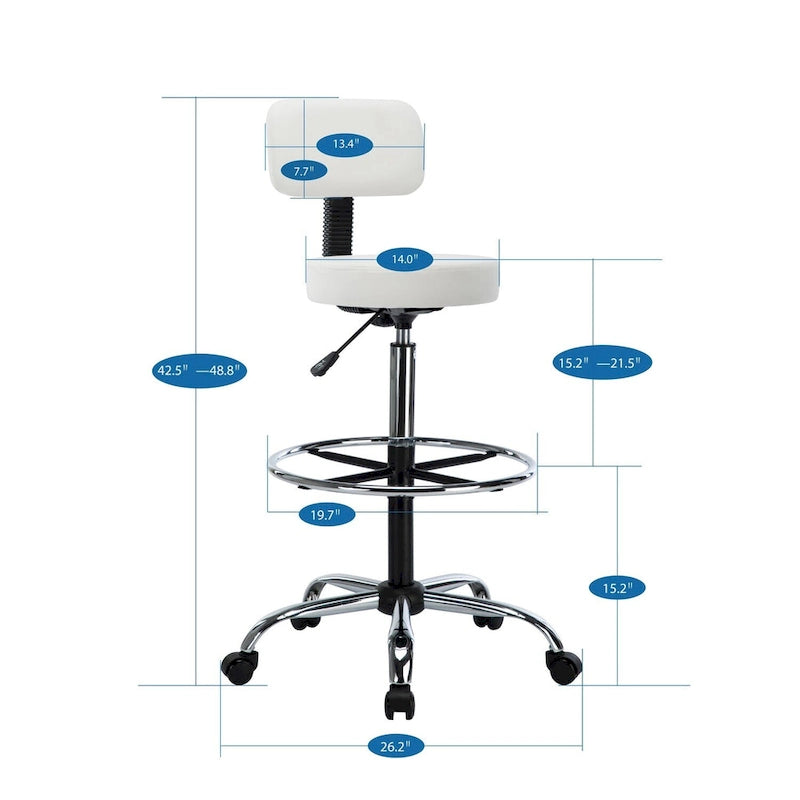Adjustable Ergonomic Drafting Chair - Cream