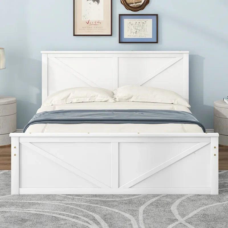 Wooden Platform Bed with Four Storage Drawers and Support Legs