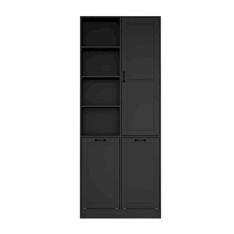 Sleek White Laundry Bathroom Cabinet with Unique Rotating Drawers
