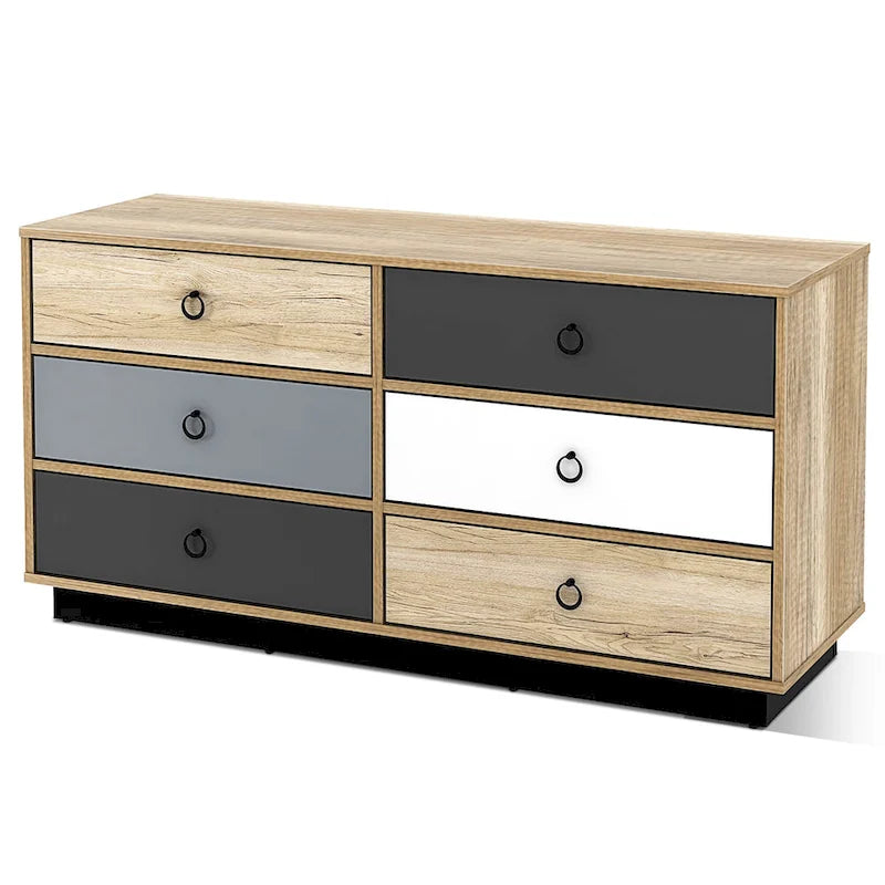 6 Drawer Double Dresser Accent Storage Tower for Bedroom