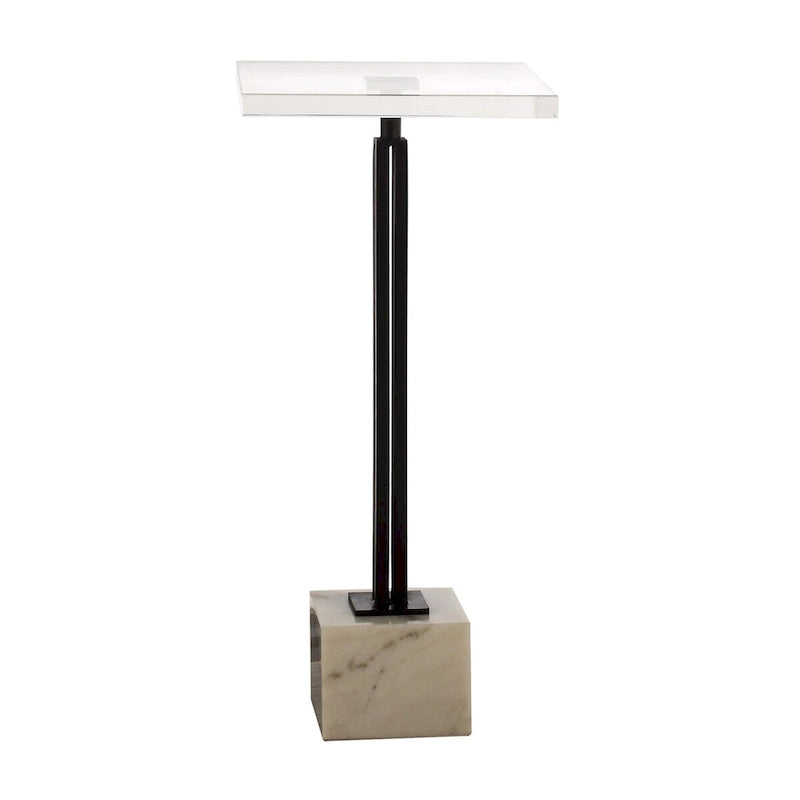 11-in Modern Classic Black Finish Glass Small Side Table End Table