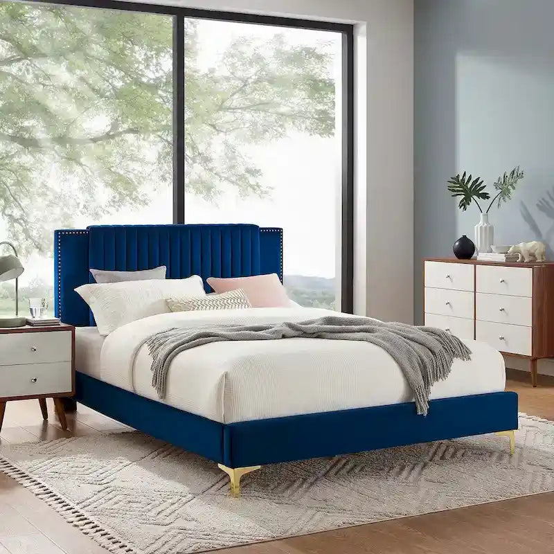 Channel Tufted Performance Velvet Full Platform Bed