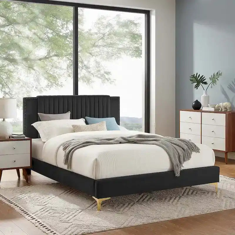 Channel Tufted Performance Velvet Full Platform Bed