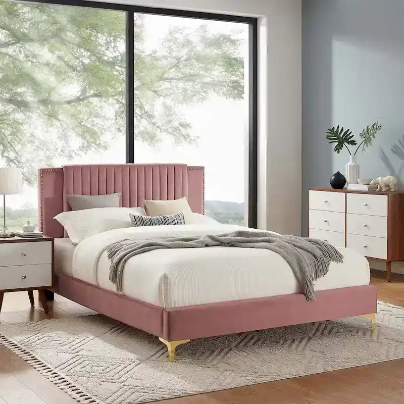 Channel Tufted Performance Velvet Full Platform Bed
