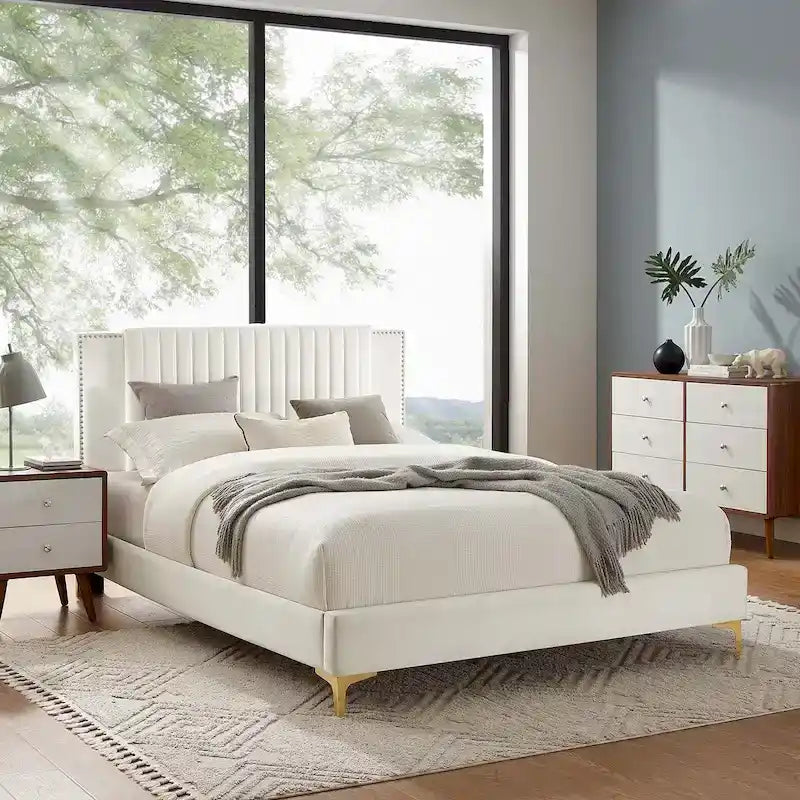 Channel Tufted Performance Velvet Full Platform Bed