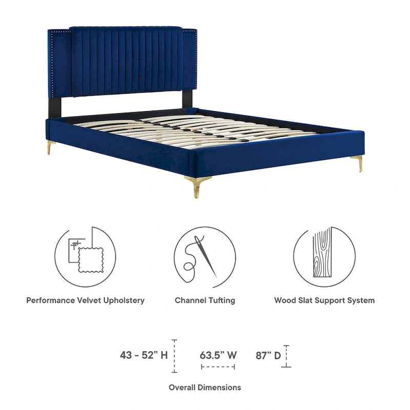 Channel Tufted Performance Velvet Full Platform Bed