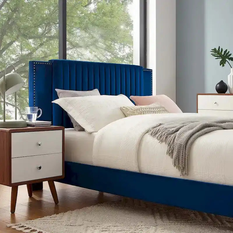 Channel Tufted Performance Velvet Full Platform Bed