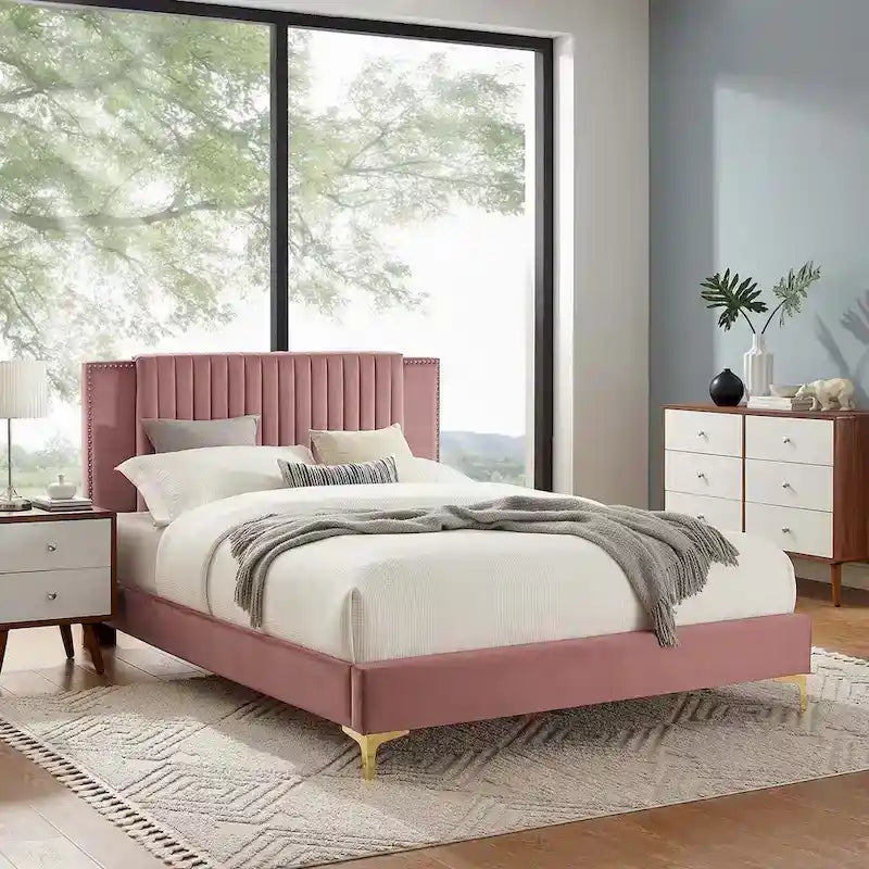 Channel Tufted Performance Velvet Full Platform Bed