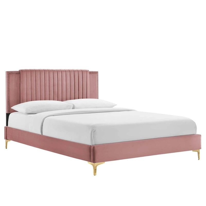 Channel Tufted Performance Velvet Full Platform Bed
