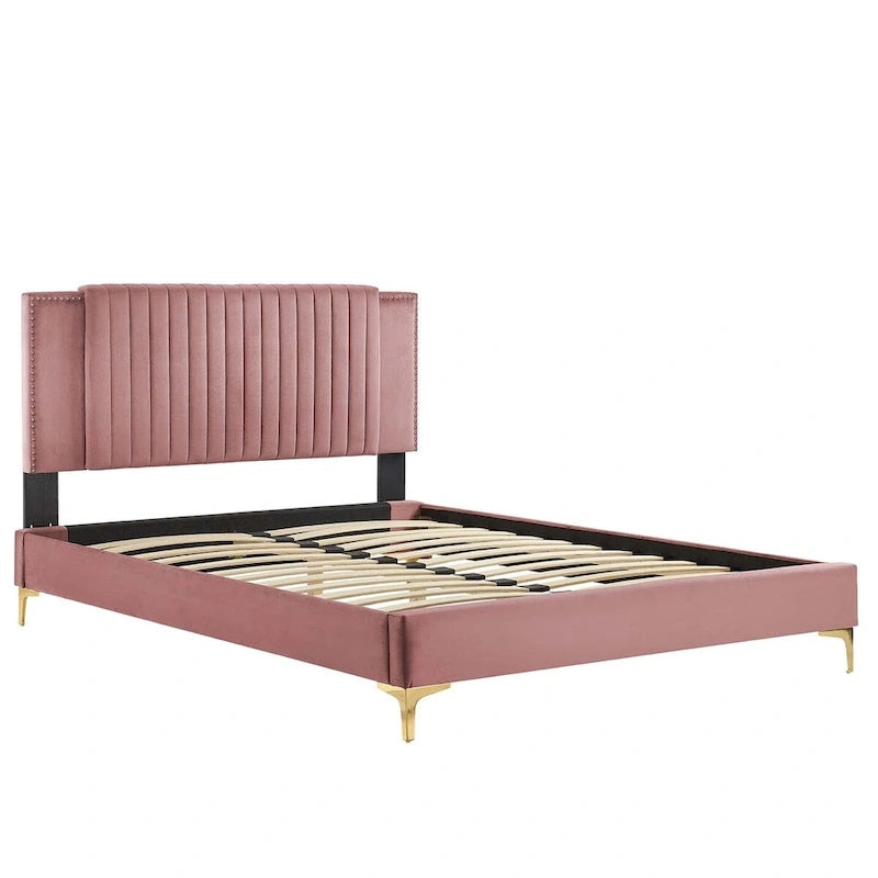 Channel Tufted Performance Velvet Full Platform Bed