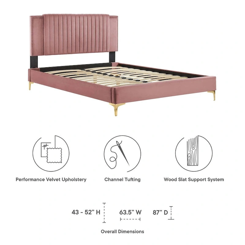 Channel Tufted Performance Velvet Full Platform Bed