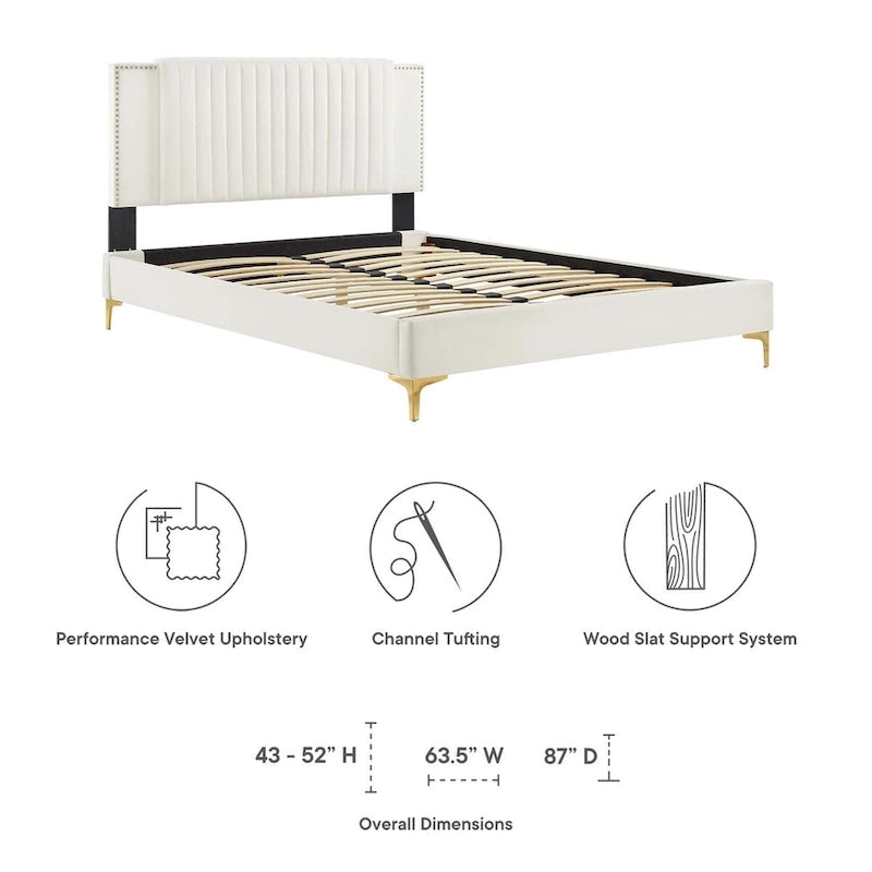 Channel Tufted Performance Velvet Full Platform Bed
