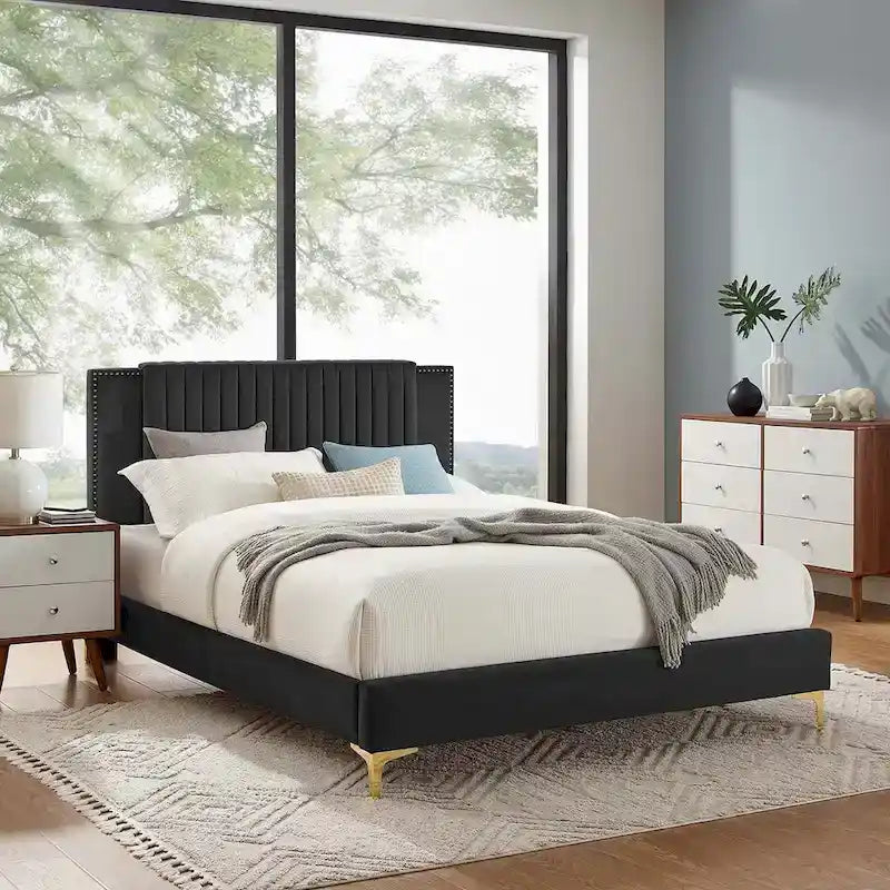 Channel Tufted Performance Velvet Full Platform Bed