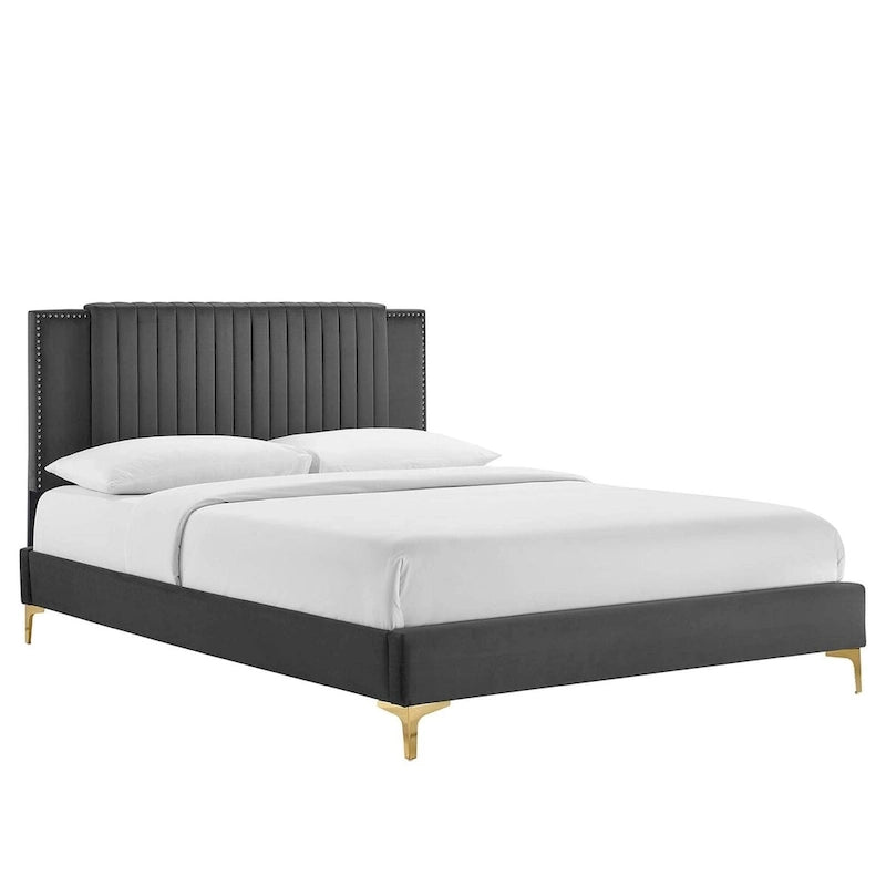 Channel Tufted Performance Velvet Full Platform Bed