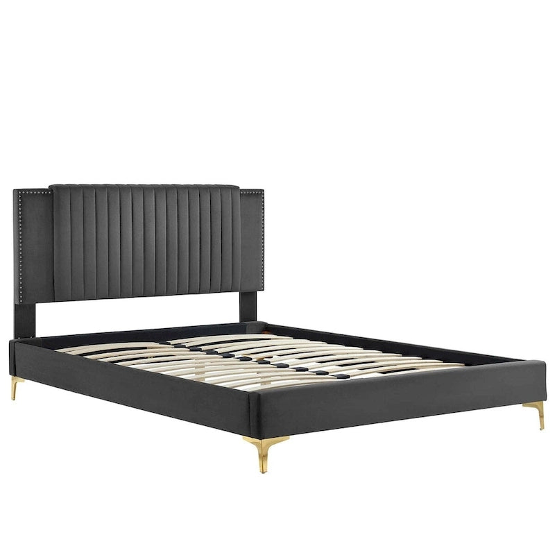 Channel Tufted Performance Velvet Full Platform Bed