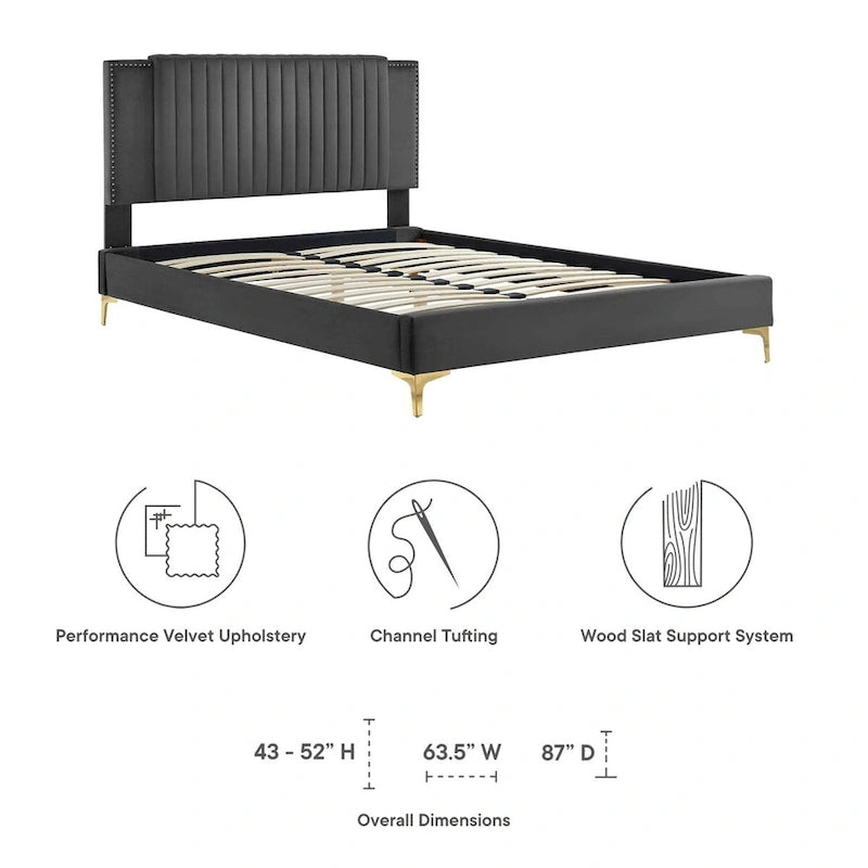 Channel Tufted Performance Velvet Full Platform Bed