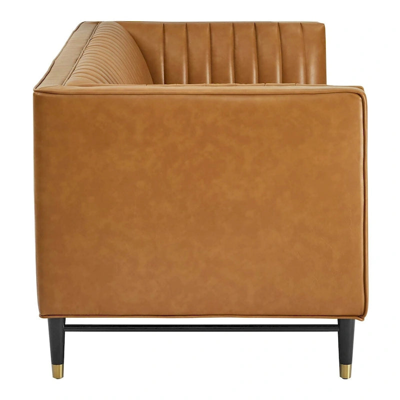 Channel Tufted Vegan Leather Loveseat