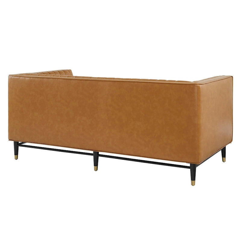 Channel Tufted Vegan Leather Loveseat