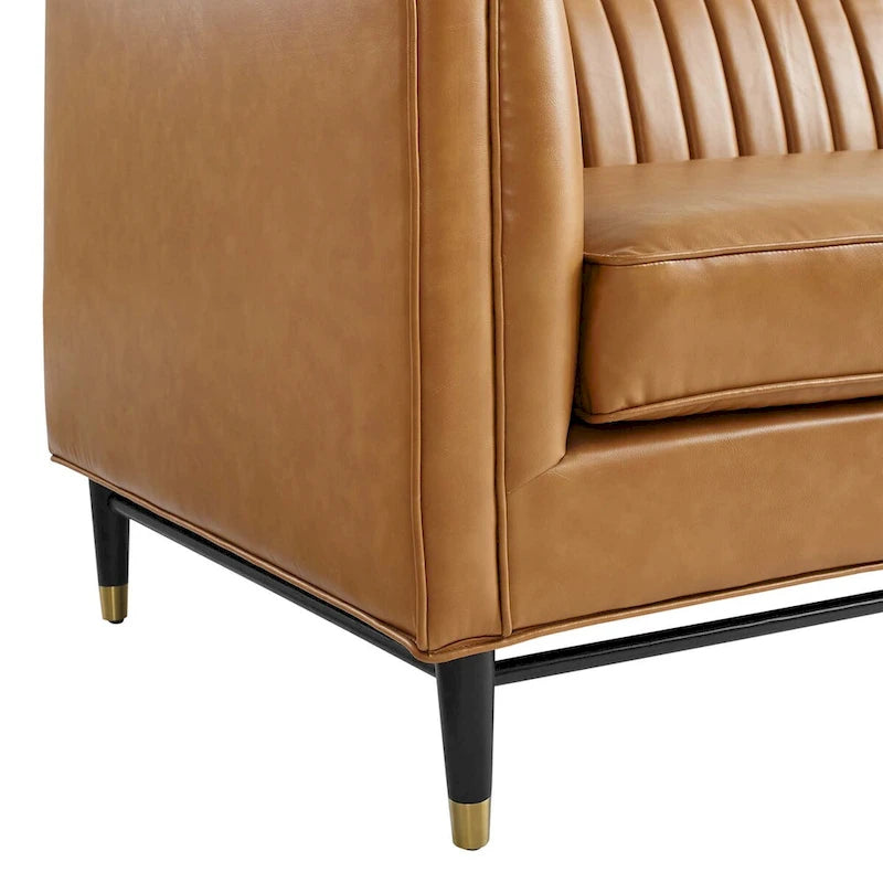 Channel Tufted Vegan Leather Loveseat