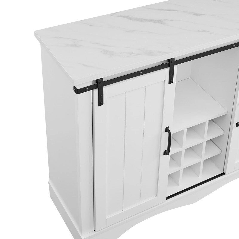 Rustic 47-inch Bar Cabinet with Sliding Barn Door