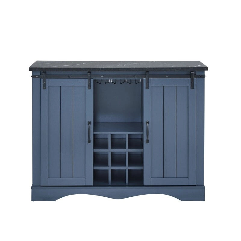 Rustic 47-inch Bar Cabinet with Sliding Barn Door