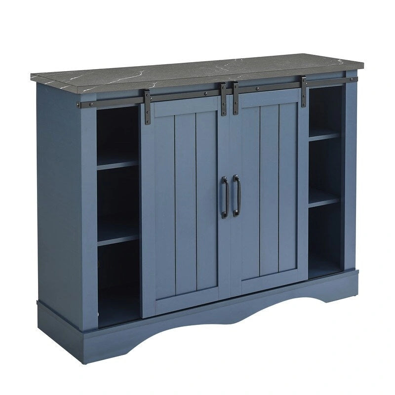 Rustic 47-inch Bar Cabinet with Sliding Barn Door