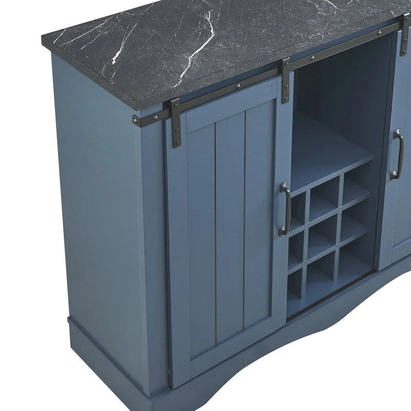 Rustic 47-inch Bar Cabinet with Sliding Barn Door