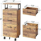 Caisson de classement roulant à 3 tiroirs - 6.3P x 30.12L x 21.65H