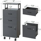 Caisson de classement roulant à 3 tiroirs - 6.3P x 30.12L x 21.65H