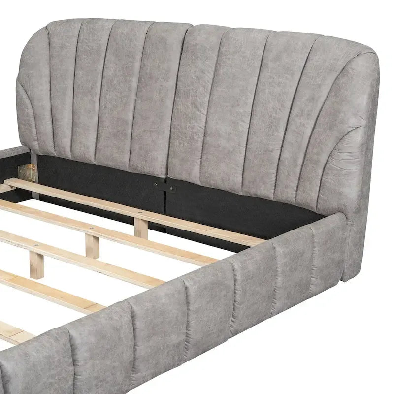 Queen Size Upholstered Platform Bed with Thick Fabric